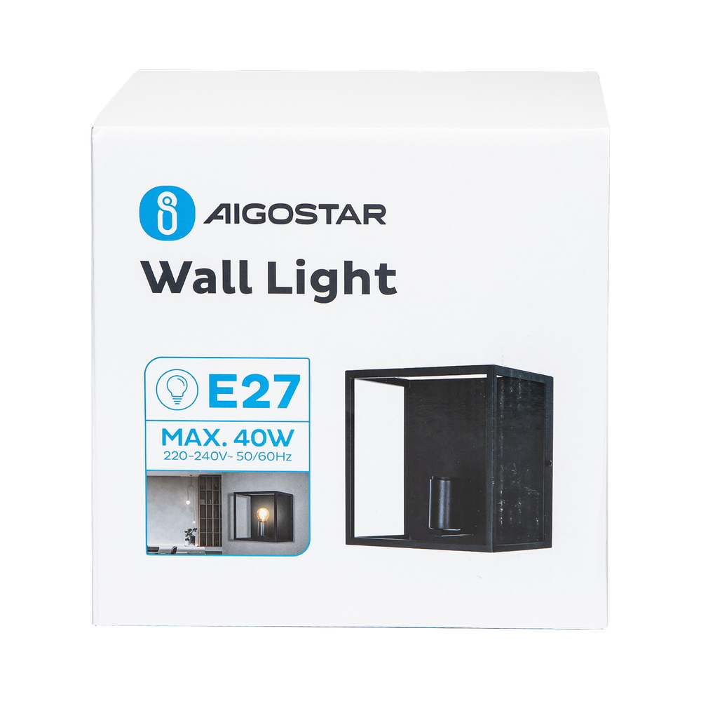 Applique da parete Wall Light Nero IP20 1 x E27 Aigostar - Foto 5