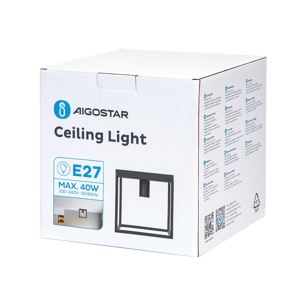 Applique da soffitto Ceiling Light Nero 1 x E27 Aigostar - Foto 5