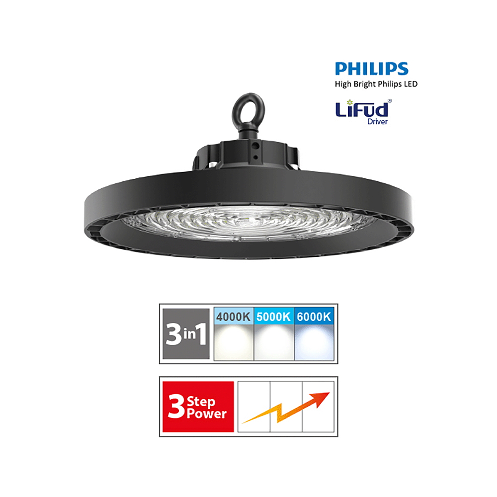 Campana Led industriale UFO Premium High Bay 100W Nera IP65 luce regolabile 209LM/W Novaline - Foto 1
