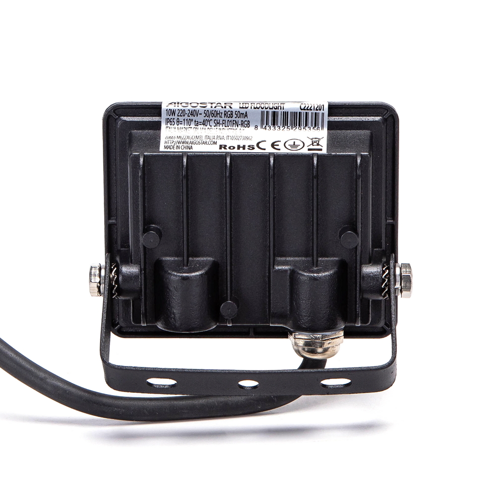 Faro proiettore Led 10W Nero da esterno IP65 RGB luce regolabile e dimmerabile con telecomando Aigostar - Foto 1