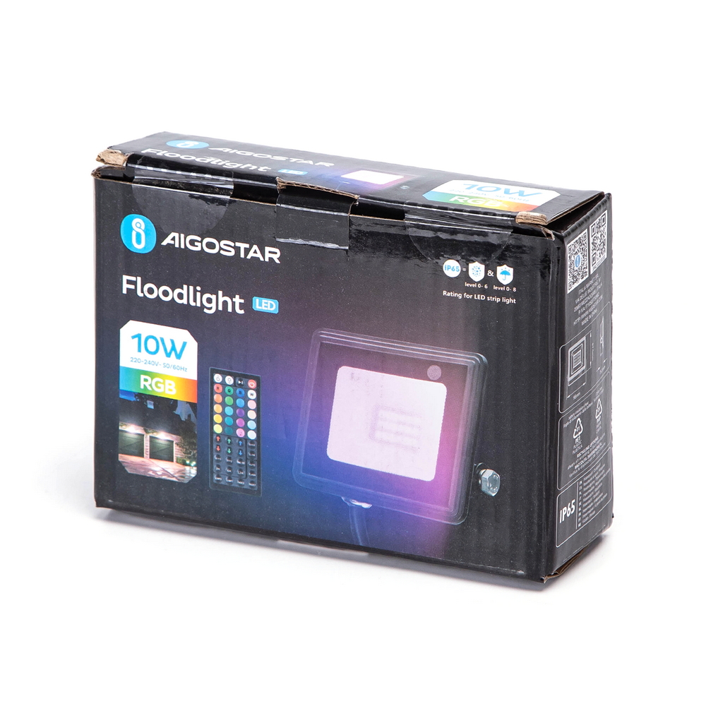 Faro proiettore Led 10W Nero da esterno IP65 RGB luce regolabile e dimmerabile con telecomando Aigostar - Foto 4