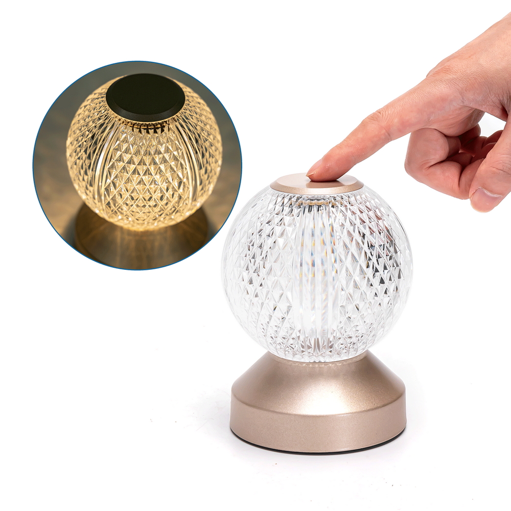 Lampada da tavolo Led touch Sphere Beige 1W a batteria ricaricabile USB Type-C con luce regolabile Aigostar - Foto 1