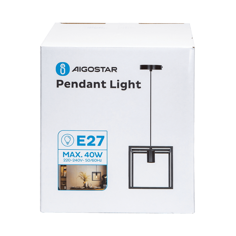 Lampadario da soffitto Open Cube Nero 1 x E27 Aigostar - Foto 5