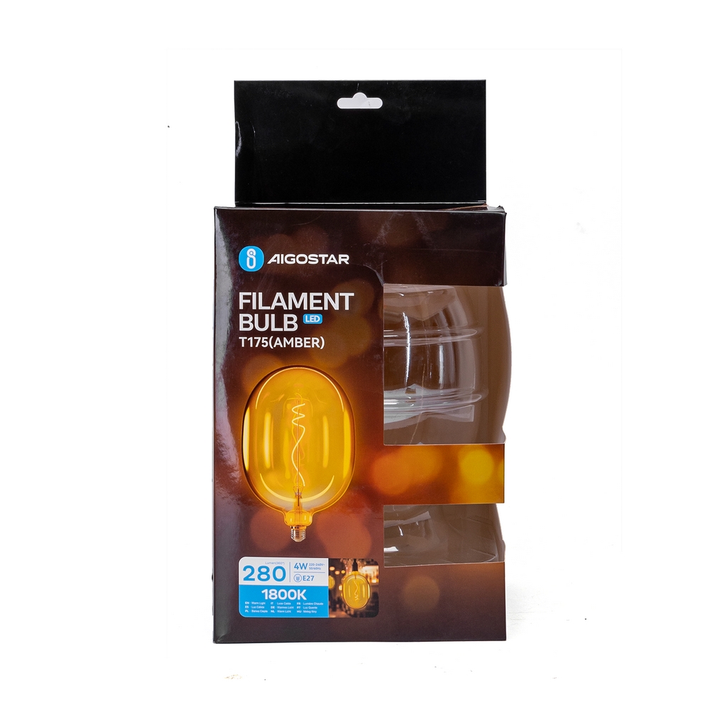 Lampadina Led Balloon Vintage a Filamento E27 4W decorativa Bianco caldo 1800K Aigostar - Foto 2