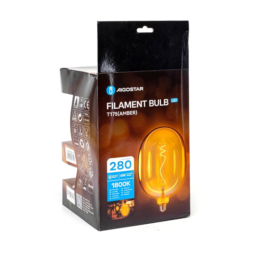 Lampadina Led Balloon Vintage a Filamento E27 4W decorativa Bianco caldo 1800K Aigostar - Foto 3