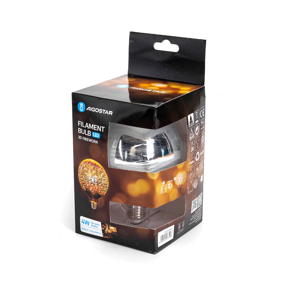 Lampadina Led Fuochi d’artificio 3D E27 G125 4W decorativa RGB Aigostar - Foto 5
