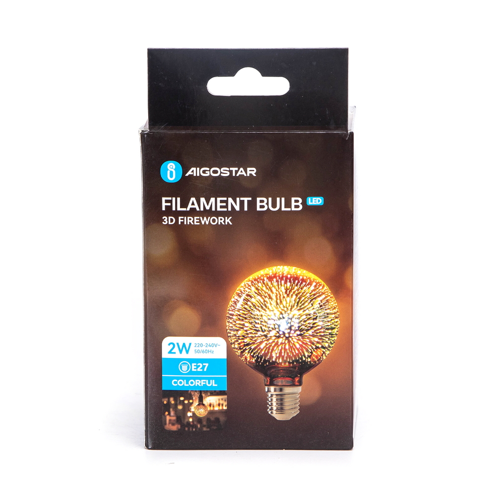 Lampadina Led Fuochi d’artificio 3D E27 G80 2W decorativa RGB Aigostar - Foto 4