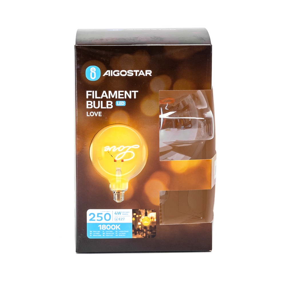Lampadina Led Love Vintage a Filamento E27 G125 4W decorativa Bianco caldo 1800K Aigostar - Foto 2