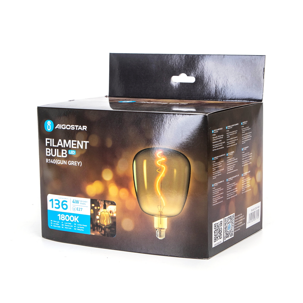 Lampadina Led Titanio Fumé a Filamento E27 R140 4W decorativa Bianco caldo 1800K Aigostar - Foto 4