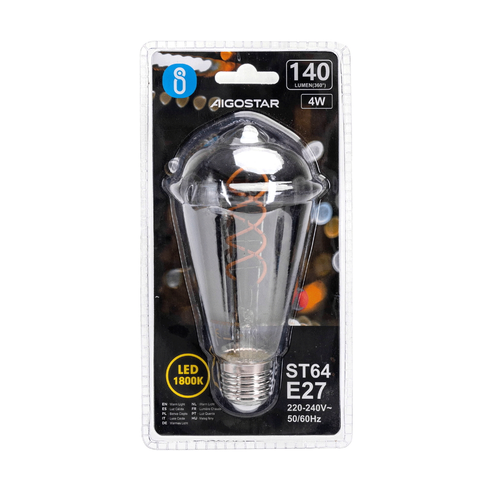 Lampadina Led Titanio Fumé a Filamento E27 ST64 4W decorativa Bianco caldo 1800K Aigostar - Foto 3