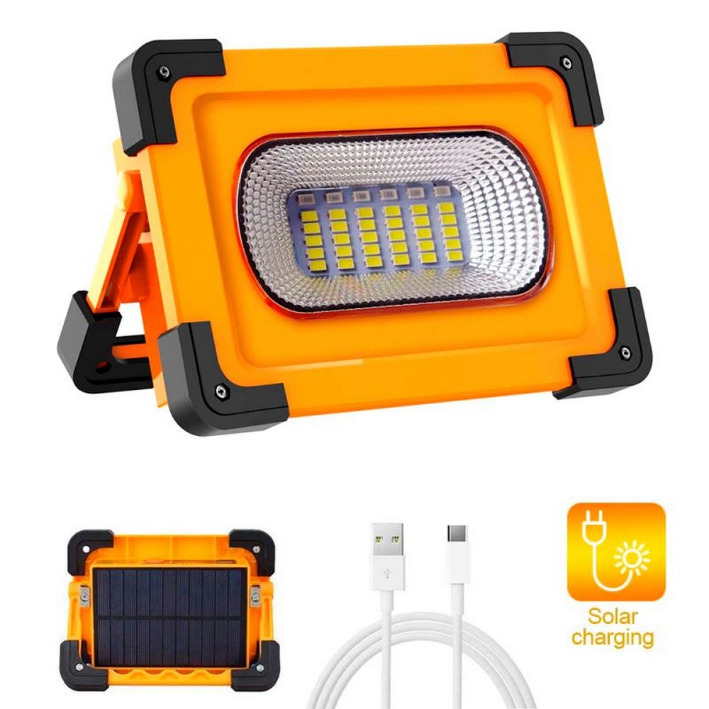 Foto principale Faro Led da lavoro portatile 30W Power bank Nero e giallo Alimentazione a batteria e pannello solare IP66 Bianco freddo 6000K Dimmerabile M LEDME
