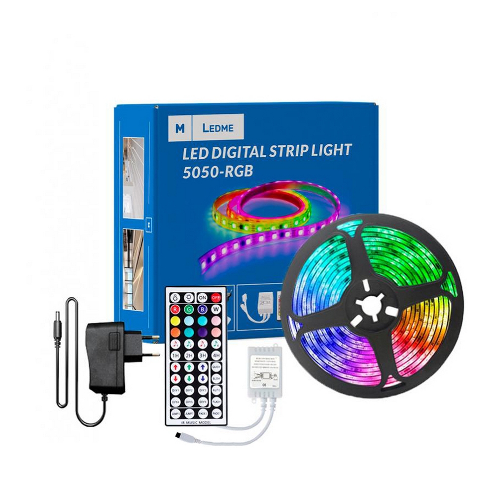 Foto principale Kit Striscia Led 12V 24W SMD 5050 5 metri x IP20 con telecomando RGB M LEDME