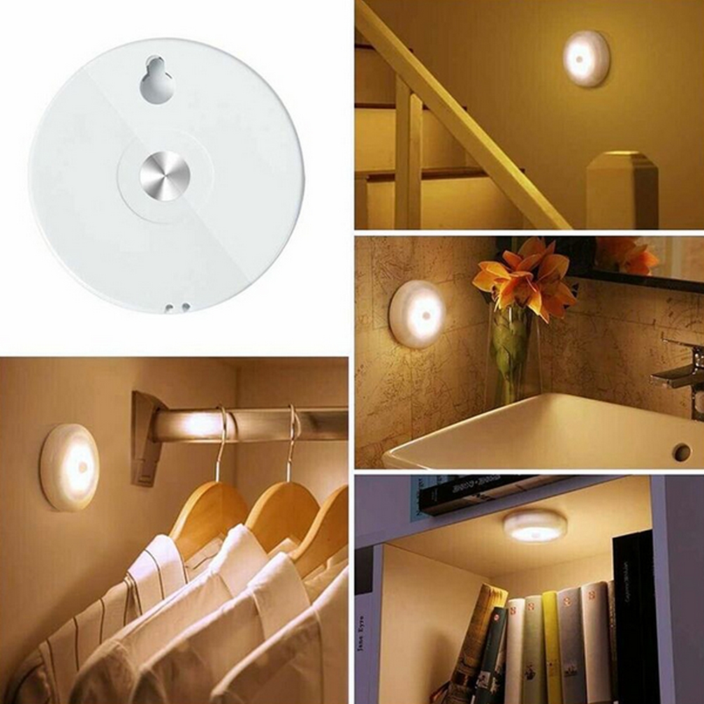 Lampada Led portatile Rotonda Bianca 3W 6 Led ricaricabile USB con sensore di movimento Bianco freddo 6000K M LEDME - Foto 2