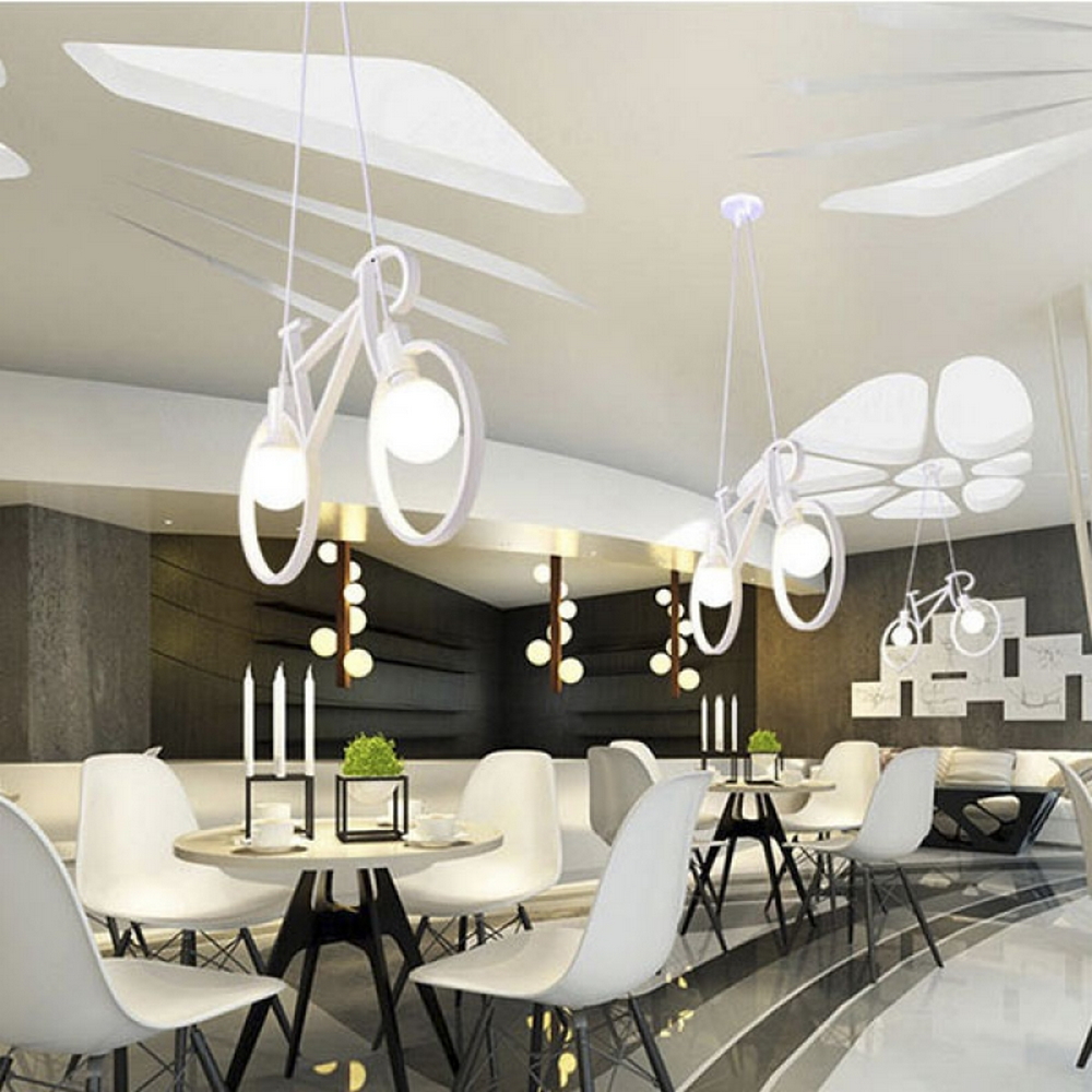 Lampadario da soffitto Bicicletta Vintage Bianco 2 x E27 M LEDME - Foto 1