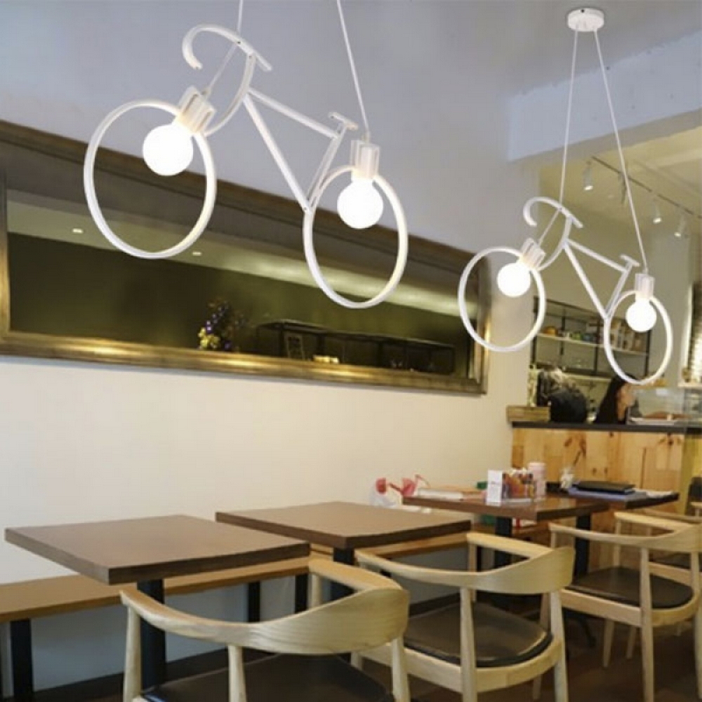 Lampadario da soffitto Bicicletta Vintage Bianco 2 x E27 M LEDME - Foto 2