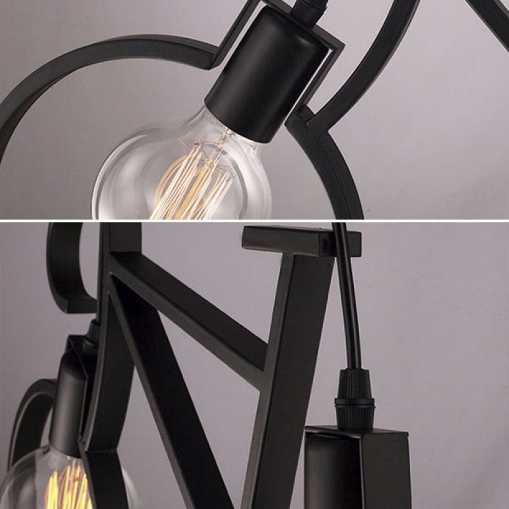Lampadario da soffitto Bicicletta Vintage Nero 2 x E27 M LEDME - Foto 1