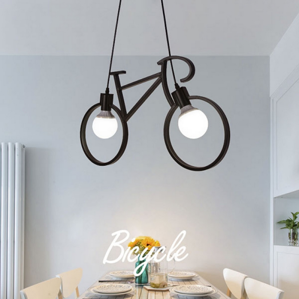 Lampadario da soffitto Bicicletta Vintage Nero 2 x E27 M LEDME - Foto 2