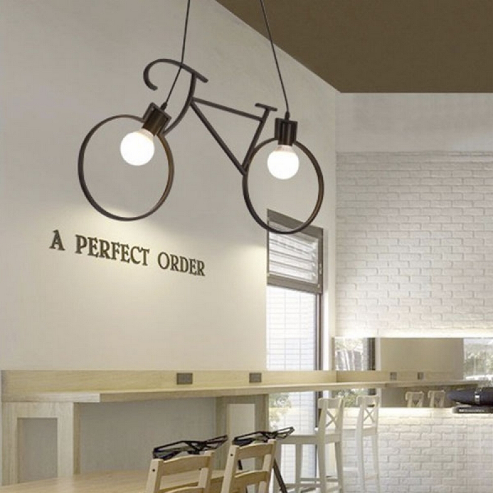 Lampadario da soffitto Bicicletta Vintage Nero 2 x E27 M LEDME - Foto 3