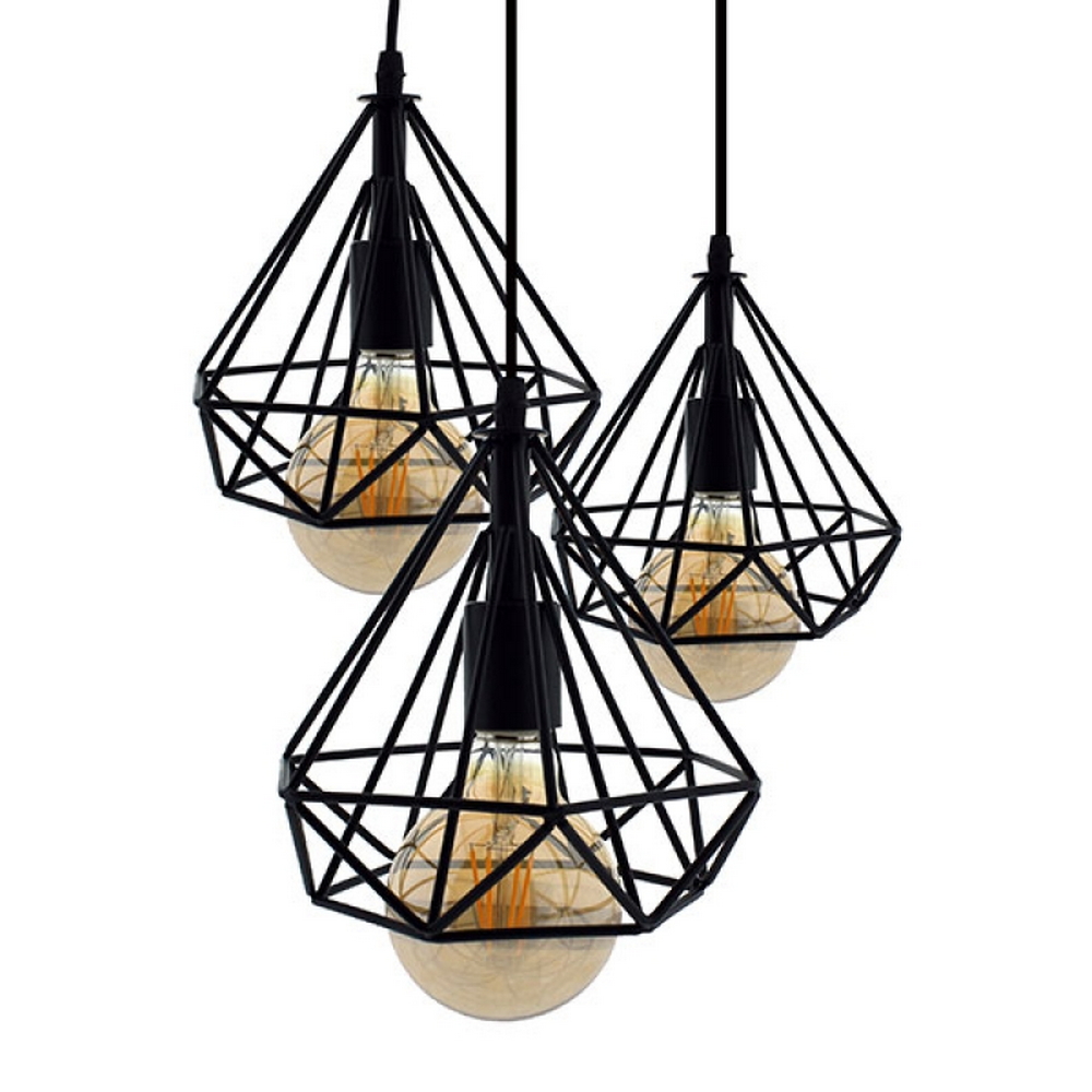 Lampadario da soffitto Gabbia 3L Vintage Nero 3 x E27 M LEDME - Foto 1