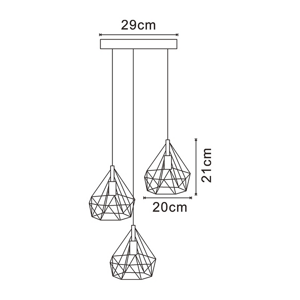 Lampadario da soffitto Gabbia 3L Vintage Nero 3 x E27 M LEDME - Foto 5