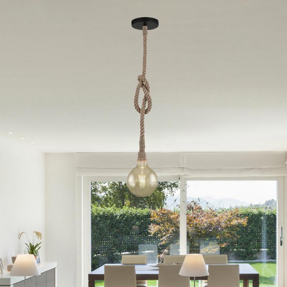Lampadario da soffitto Rope Canapa 1 x E27 M LEDME - Foto 1