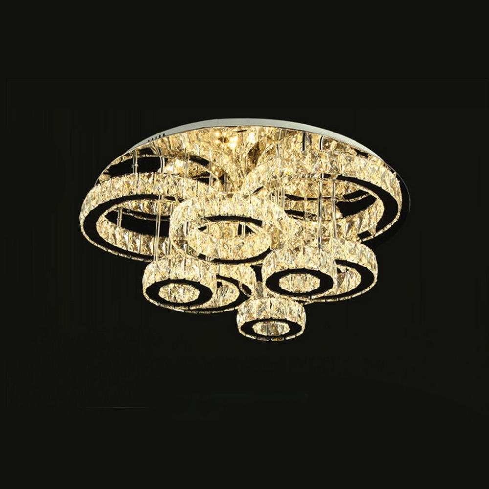 Lampadario Led da soffitto Cerchi Cromato 42W Dimmerabile con temperatura colore regolabile con telecomando M LEDME - Foto 1