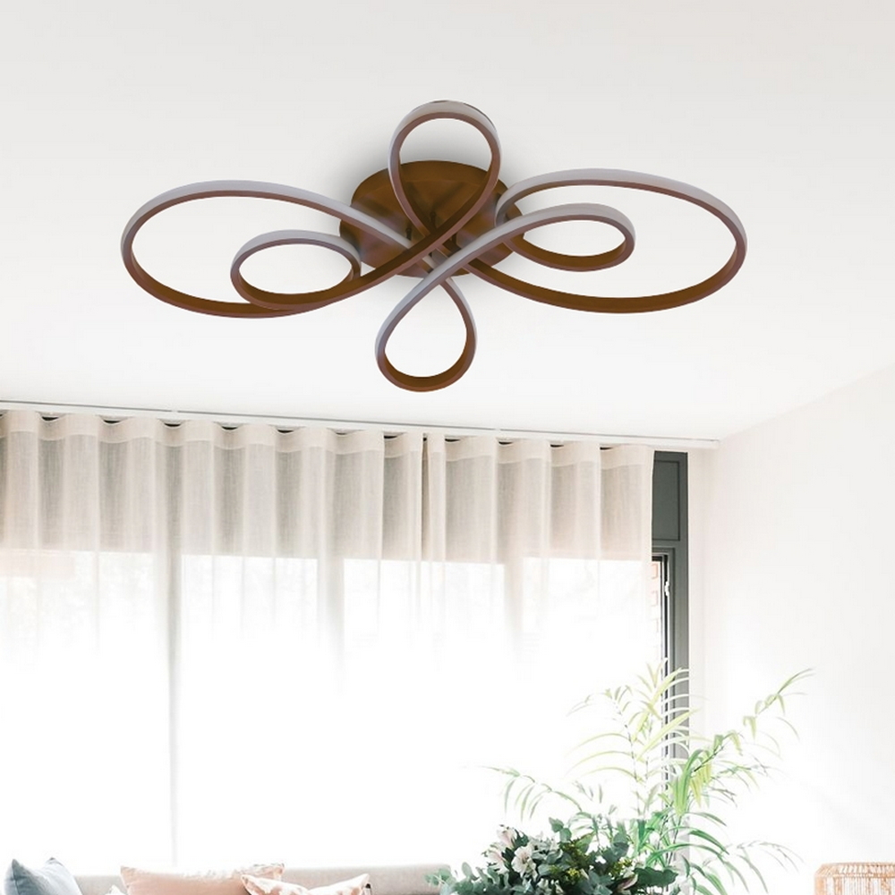Lampadario Led da soffitto Flow Marrone 62W Dimmerabile con temperatura colore regolabile con telecomando M LEDME - Foto 1