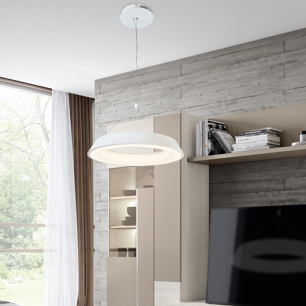 Lampadario Led da soffitto Provence Bianco 38W Dimmerabile con temperatura colore regolabile con telecomando M LEDME - Foto 2