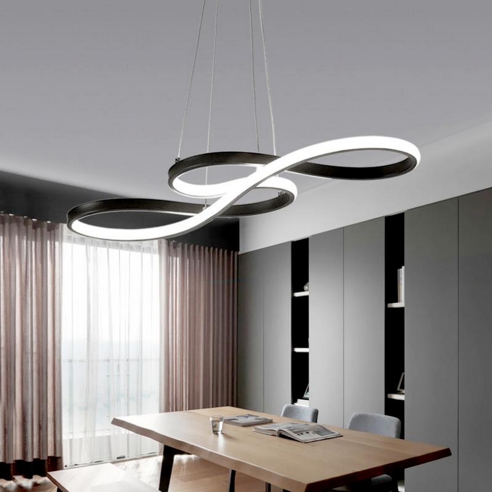 Lampadario Led da soffitto Ruhu Nero 45W Dimmerabile con temperatura colore regolabile con telecomando M LEDME - Foto 1