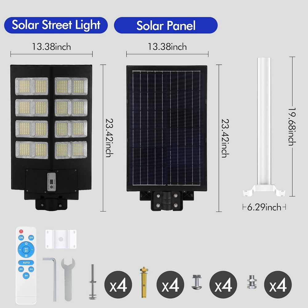 Lampione stradale Led 200W Nero con pannello solare IP66 Bianco freddo 6500K con sensore crepuscolare e di movimento Wisdom - Foto 7