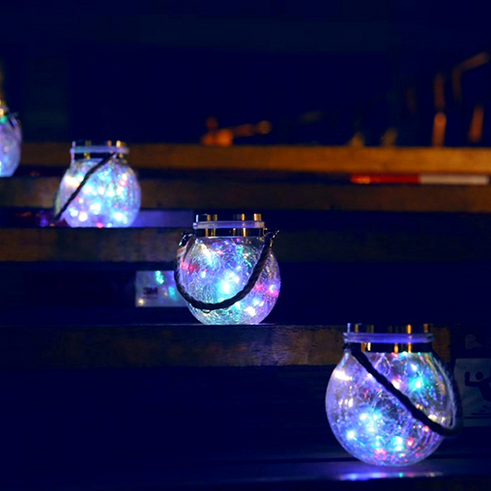 Lanterna con vaso in vetro da 20 MicroLed RGB ad alimentazione solare Confezione 2 pz M LEDME - Foto 1