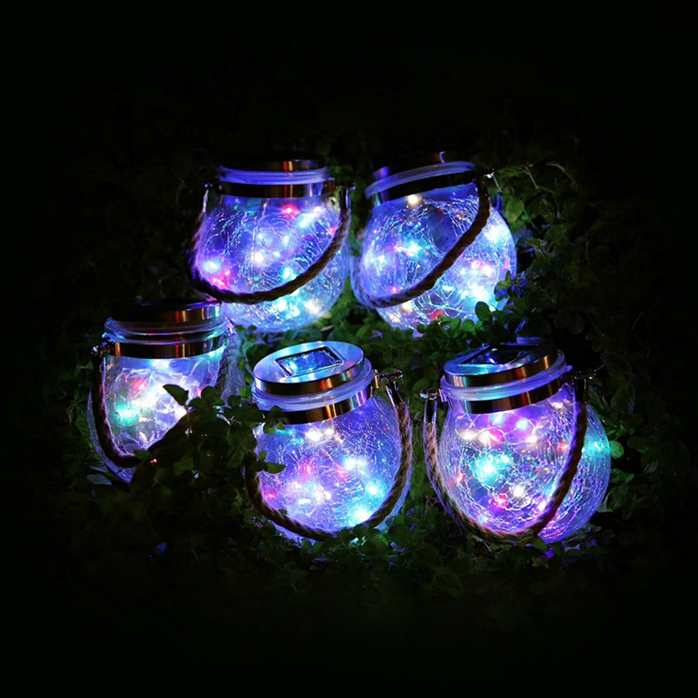 Lanterna con vaso in vetro da 20 MicroLed RGB ad alimentazione solare Confezione 2 pz M LEDME - Foto 3