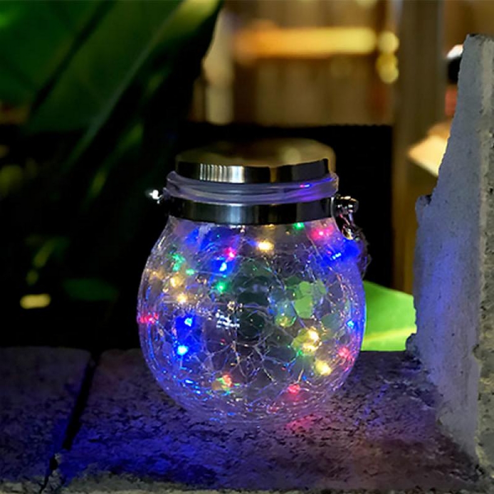 Lanterna con vaso in vetro da 20 MicroLed RGB ad alimentazione solare Confezione 2 pz M LEDME - Foto 4