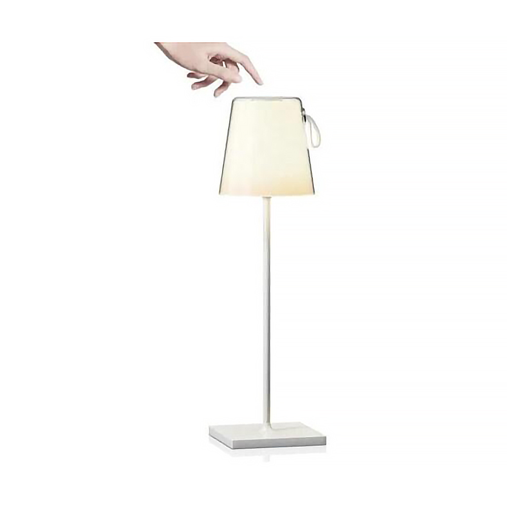 Lampada da tavolo Led touch Dolly Bianca e Grigia RGBW 5,5W portatile a batteria ricaricabile USB Type-C con paralume rimovibile Wisdom - Foto 1