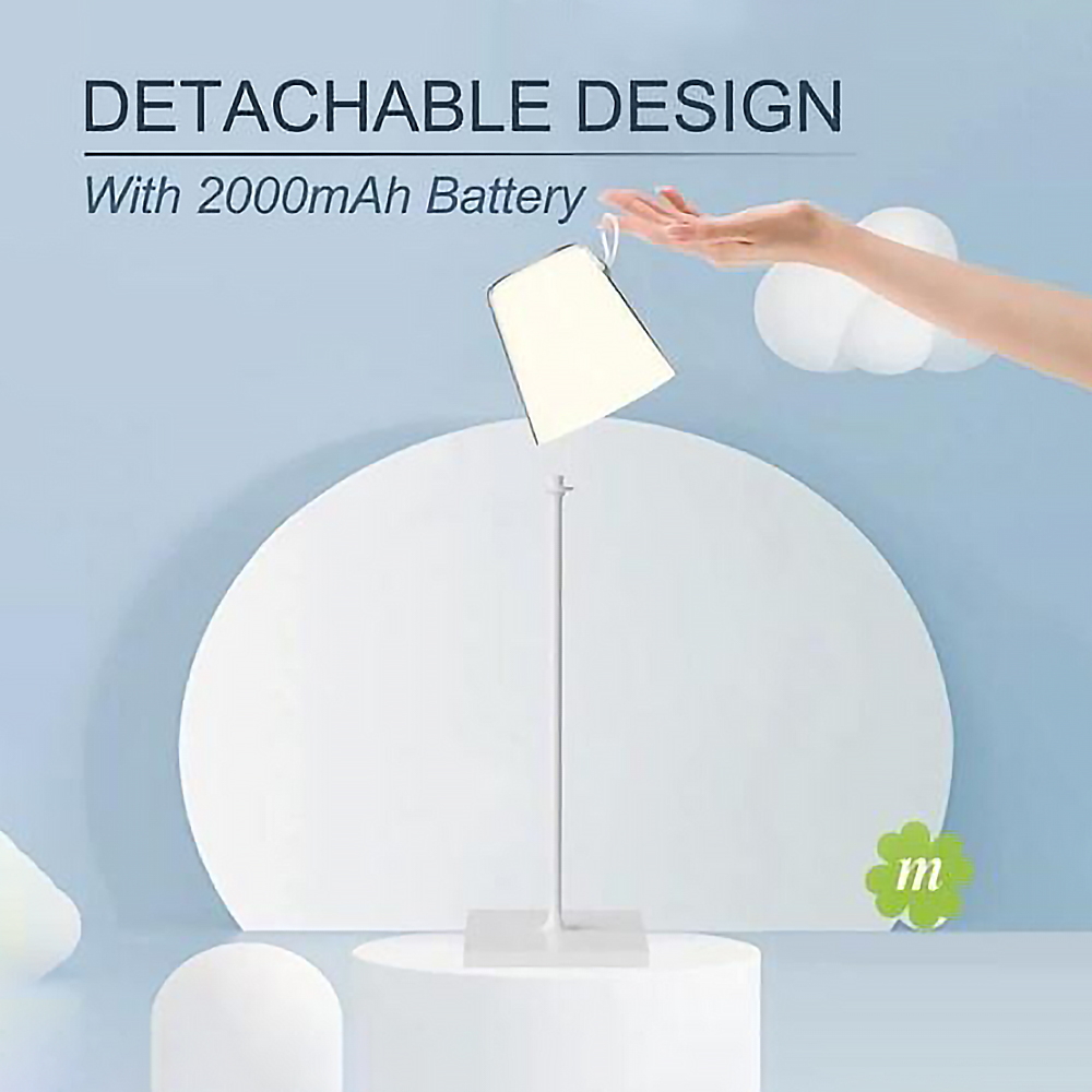 Lampada da tavolo Led touch Dolly Bianca e Grigia RGBW 5,5W portatile a batteria ricaricabile USB Type-C con paralume rimovibile Wisdom - Foto 3
