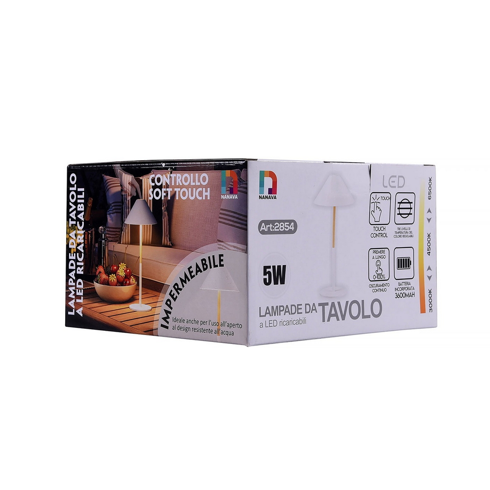 Lampada da tavolo Led touch Nam Bianca 5W portatile a batteria ricaricabile USB Dimmerabile Wisdom - Foto 6