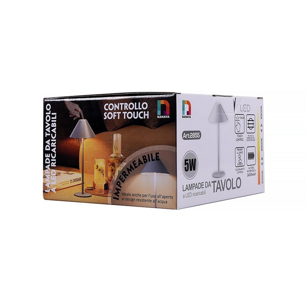 Lampada da tavolo Led touch Nam Grigia 5W portatile a batteria ricaricabile USB Dimmerabile Wisdom - Foto 6