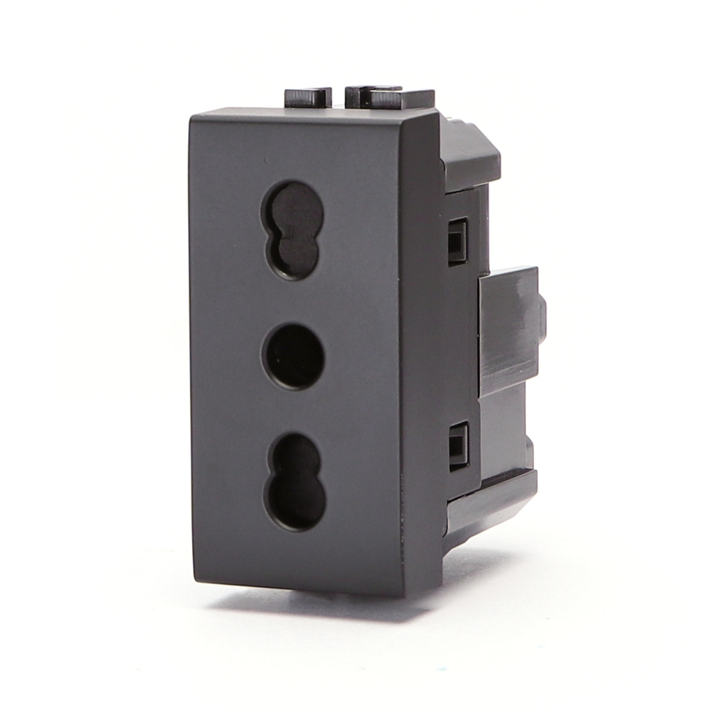 Foto principale Presa bipasso bivalente 16A nera compatibile anche con BTicino Livinglight