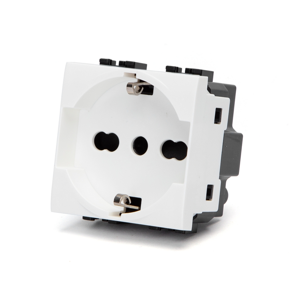 Foto principale Presa Schuko bipasso 16A bianca compatibile anche con BTicino Livinglight