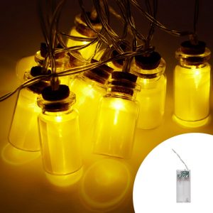 Foto principale Catena decorata con 10 Ampolline luminose a Led Bianco Caldo fisso e intermittente 2 metri a batteria Wisdom