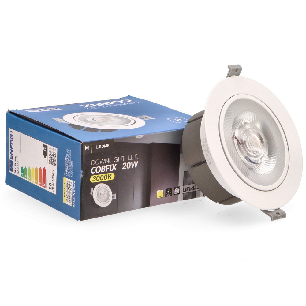 Faretto Led da incasso 20W Rotondo Orientabile Cornice bianca Apertura 36 gradi Bianco freddo 6000K M LEDME - Foto 1