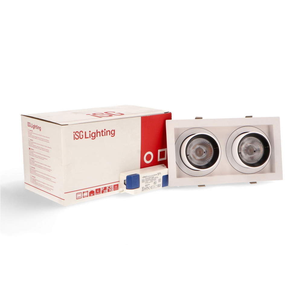 Faretto Led da incasso Doble Tube 24W Cornice bianca Apertura 36 gradi Bianco caldo 3000K M LEDME - Foto 1