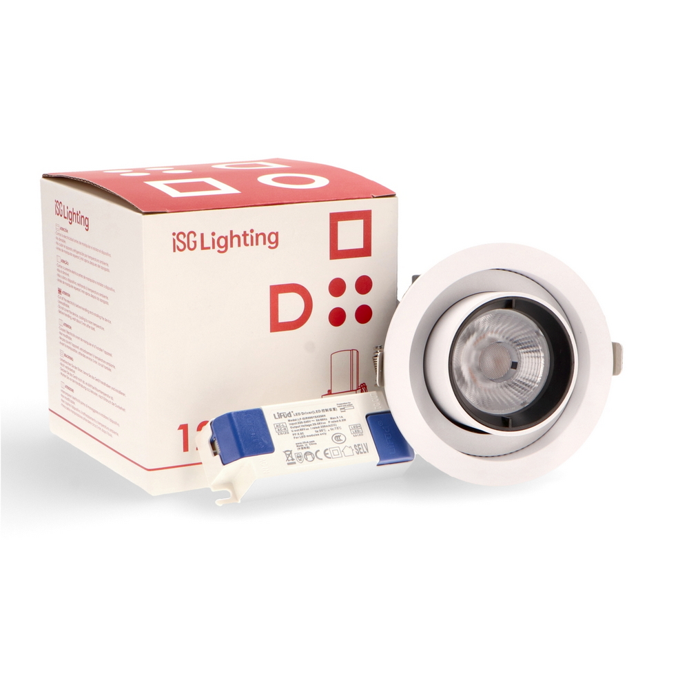 Faretto Led da incasso Tube 12W Cornice bianca Apertura 36 gradi Bianco caldo 3000K M LEDME - Foto 1