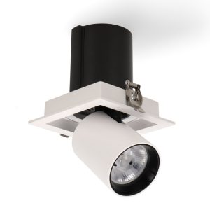 Foto principale Faretto Led da incasso Tube Square 12W Cornice quadrata bianca Apertura 36 gradi Bianco caldo 3000K M LEDME