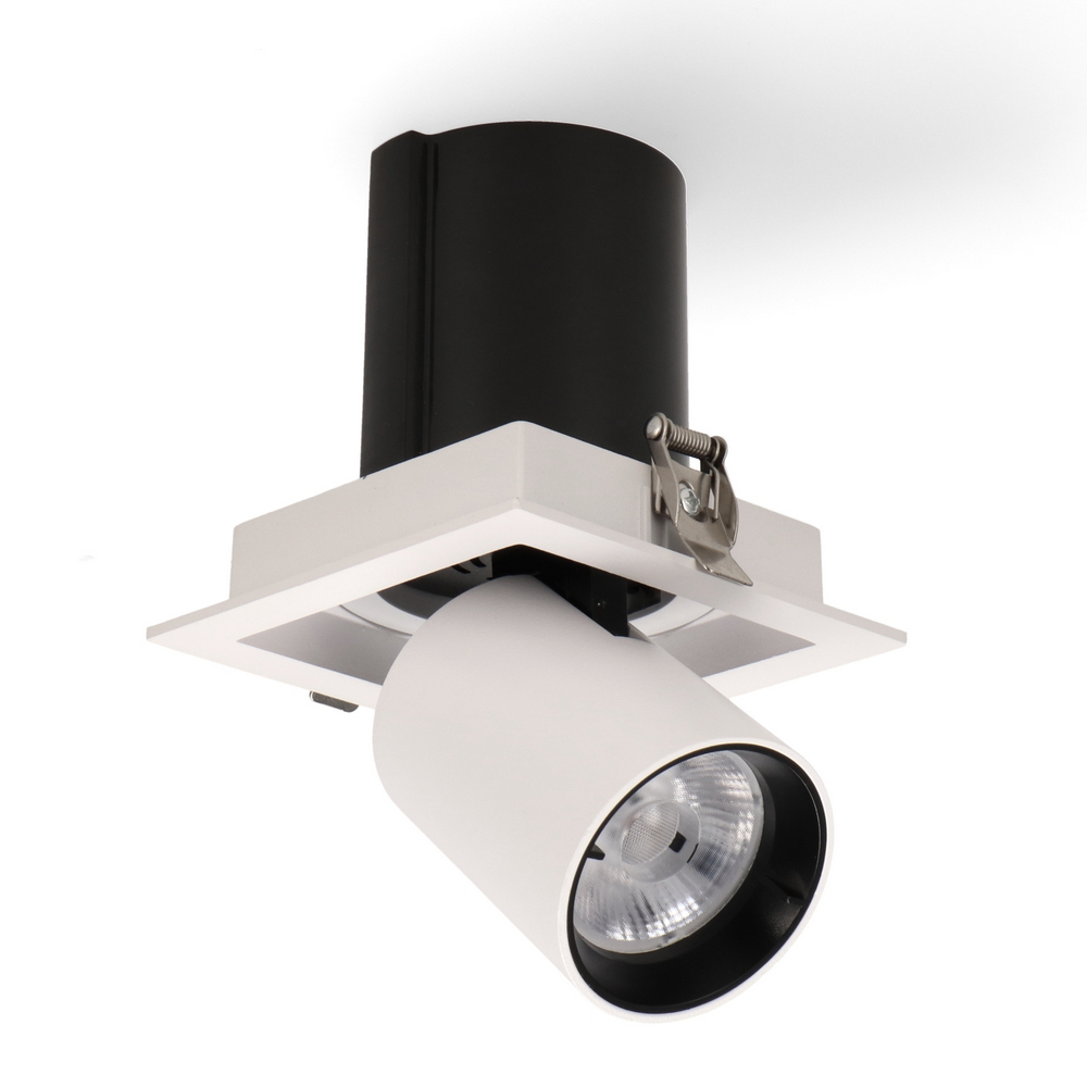 Foto principale Faretto Led da incasso Tube Square 12W Cornice quadrata bianca Apertura 36 gradi Bianco neutro 4000K M LEDME