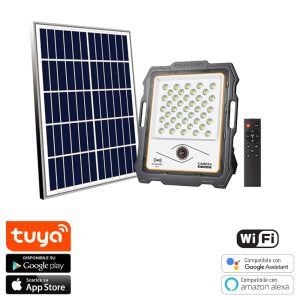 Foto principale Faro proiettore Led Smart Tuya 100W WiFi con Telecamera di sorveglianza e pannello solare IP67 Bianco freddo 6000K M LEDME
