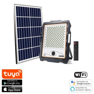 Foto principale Faro proiettore Led Smart Tuya 200W WiFi con Telecamera di sorveglianza e pannello solare IP67 Bianco freddo 6000K M LEDME