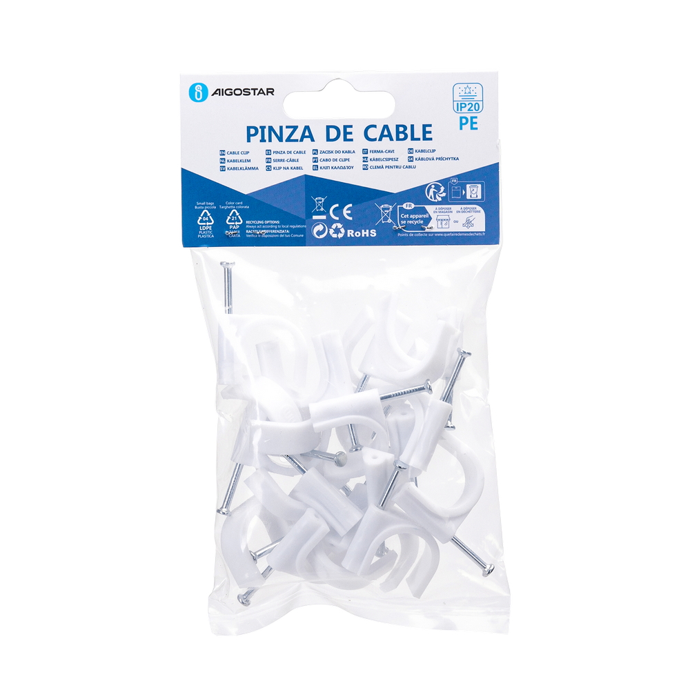 Graffette fissatubo con chiodo per Tubo 20mm bianco Confezione 20pz Aigostar - Foto 3