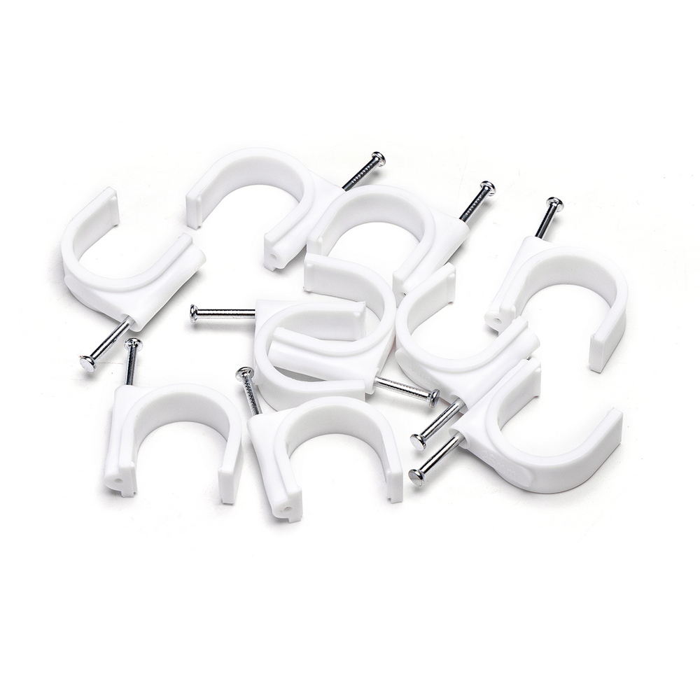 Graffette fissatubo con chiodo per Tubo 25mm bianco Confezione 10pz Aigostar - Foto 1