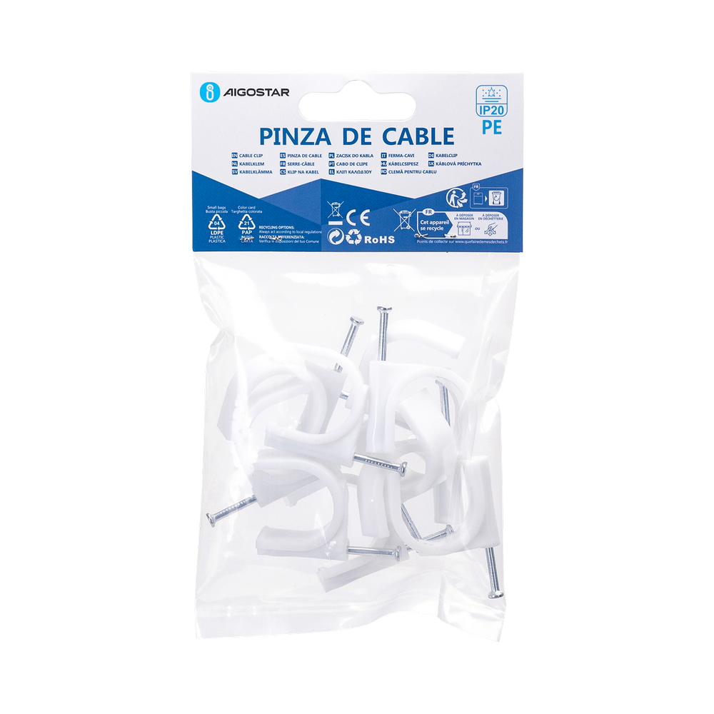 Graffette fissatubo con chiodo per Tubo 25mm bianco Confezione 10pz Aigostar - Foto 3
